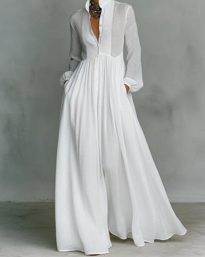 Celine | Flowing Button-Front Maxi Dress