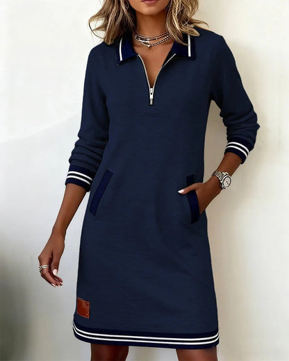 Delia | The Zip-Front Lapel Dress