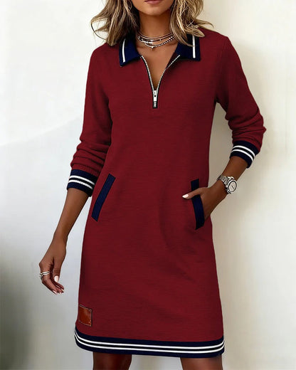 Delia | The Zip-Front Lapel Dress