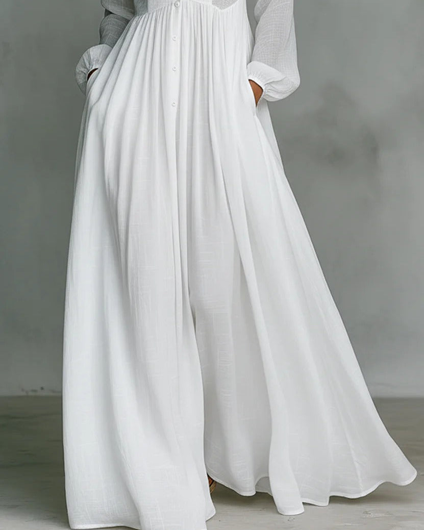 Celine | Flowing Button-Front Maxi Dress