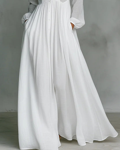 Celine | Flowing Button-Front Maxi Dress