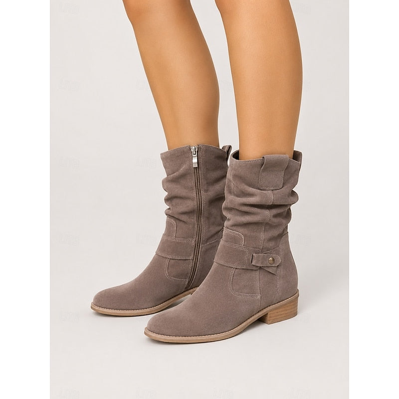 Clemence™ | Slouchy Block-Heel Ankle Boots