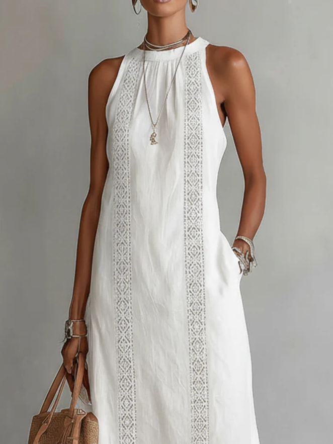 Savannah | Sleeveless Lace Detail Midi Dress