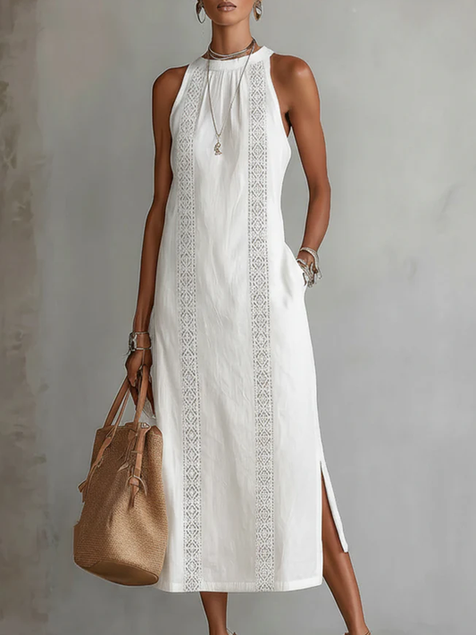 Savannah | Sleeveless Lace Detail Midi Dress