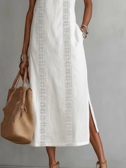 Savannah | Sleeveless Lace Detail Midi Dress