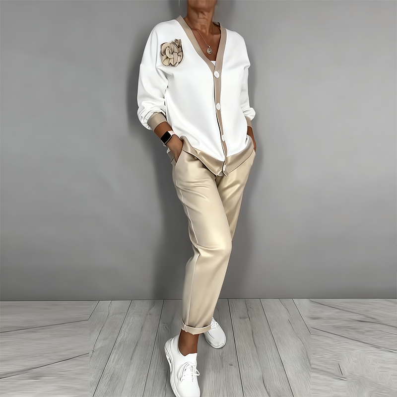 Tessa™ | V-Neck Top & High-Waist Pants Set