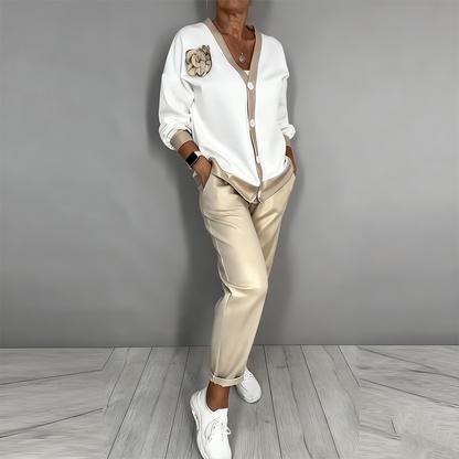 Tessa™ | V-Neck Top & High-Waist Pants Set
