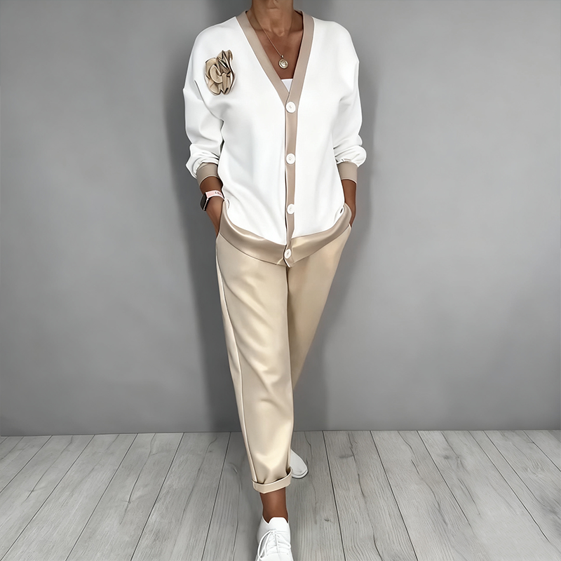 Tessa™ | V-Neck Top & High-Waist Pants Set