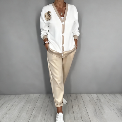 Tessa™ | V-Neck Top & High-Waist Pants Set