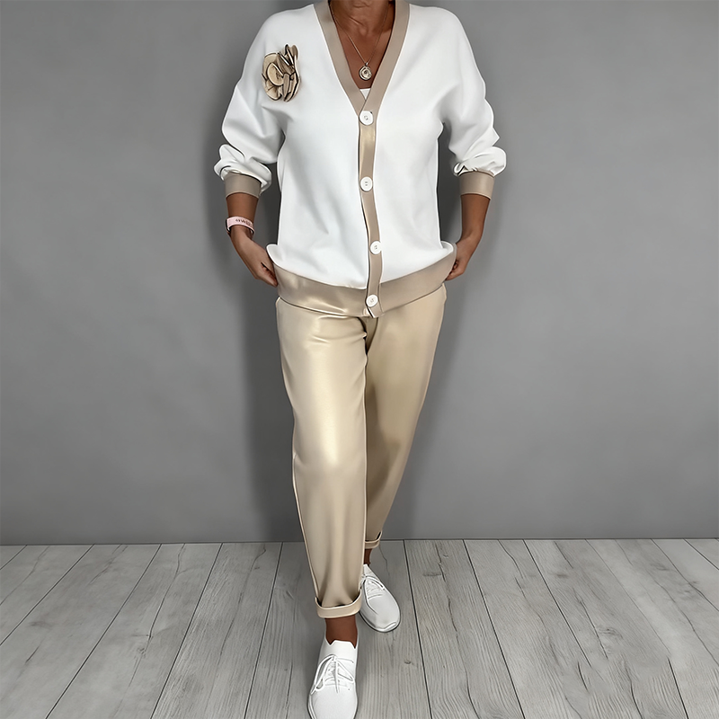 Tessa™ | V-Neck Top & High-Waist Pants Set