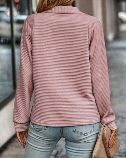 Camila | Women's Quarter-Zip Ribbed Pullover Sweater Stand Collar