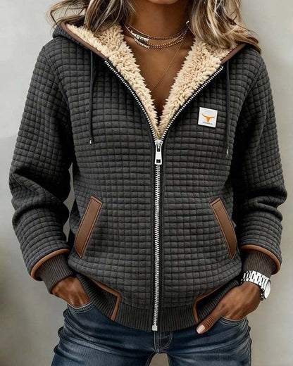 Silvana™ | Sherpa-Lined Quilted Zip-Up Hooded Jacket