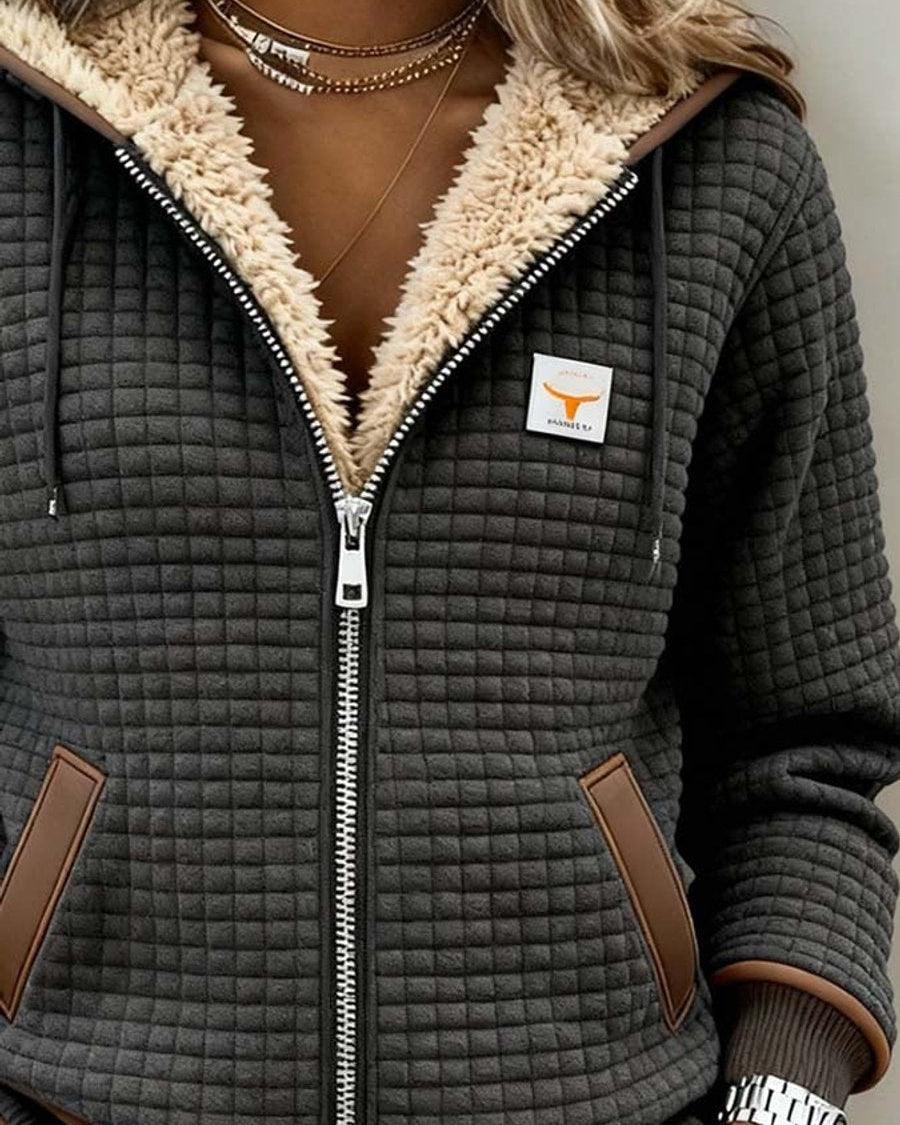 Silvana™ | Sherpa-Lined Quilted Zip-Up Hooded Jacket