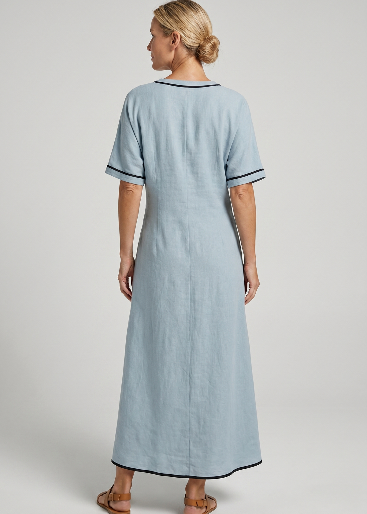 Women's Summer Dress | Twist Front Maxi V-Neck Trim