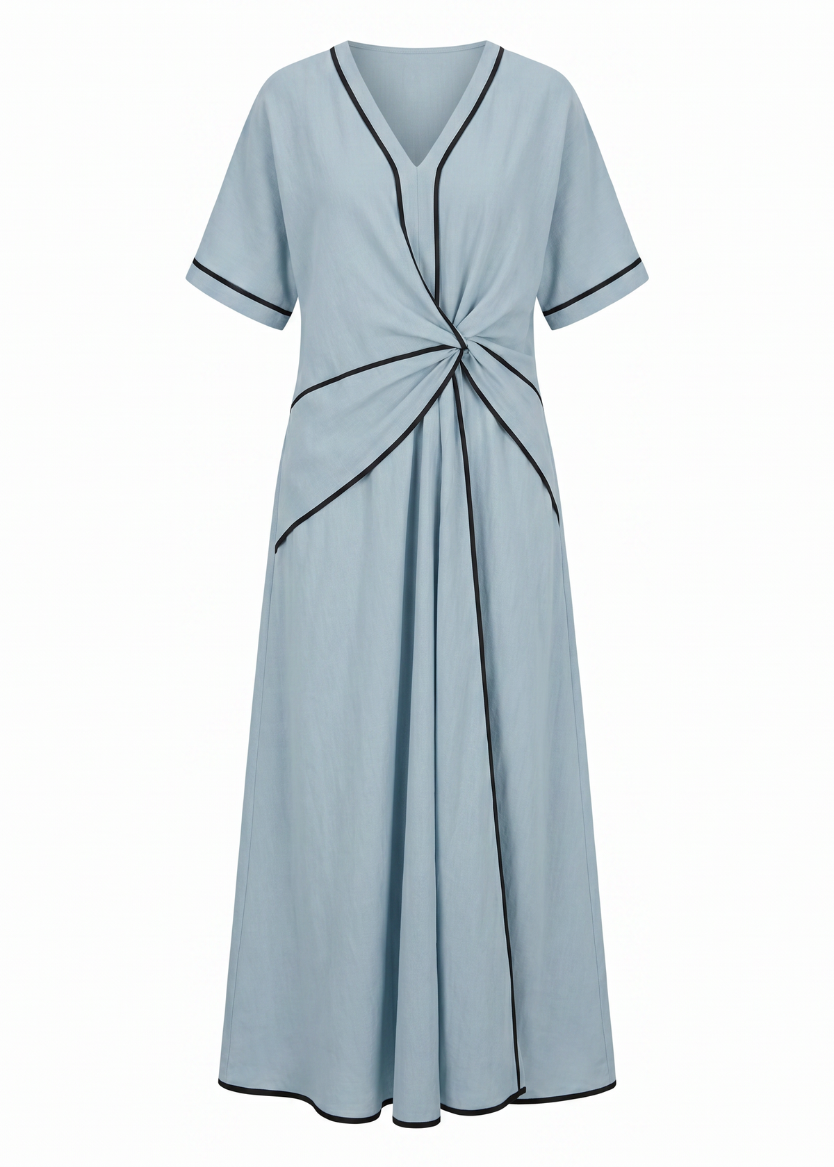 Women's Summer Dress | Twist Front Maxi V-Neck Trim